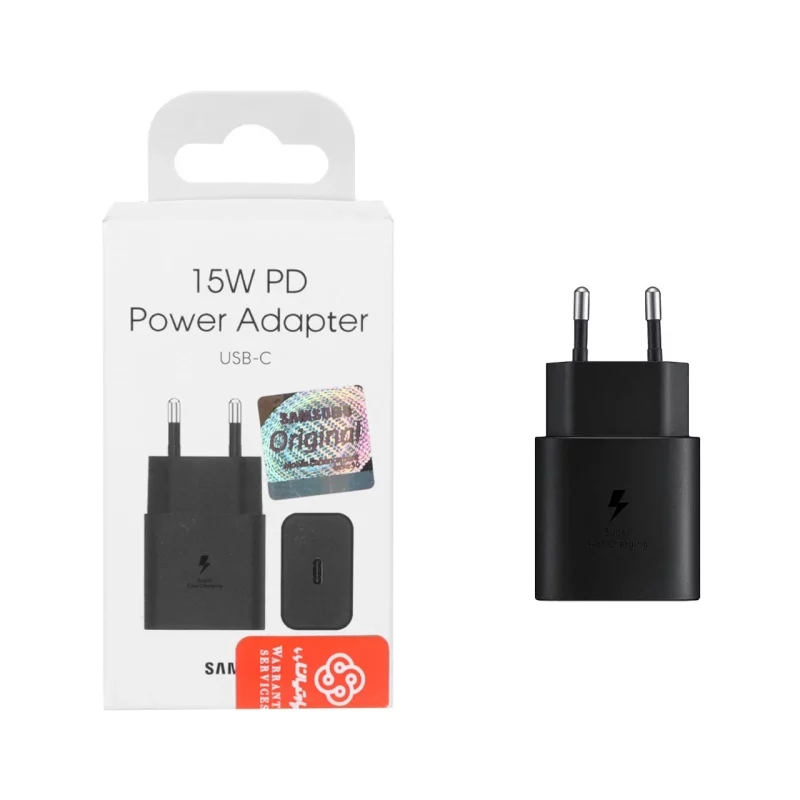 شارژر دیواری فست و PD تک پورت SAMSUNG مدل T1510 15W به همراه کابل شارژ Type-C To Type-C - مشکی (گارانتی پارتیان پایا) - درجه یک - تصویر 2