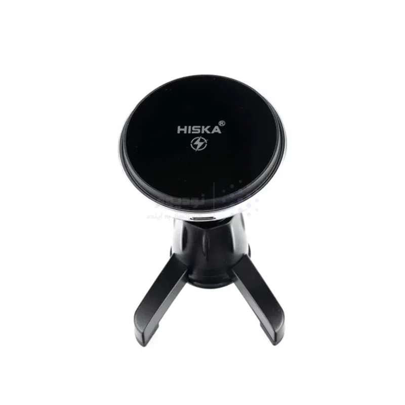 شارژر وایرلس و هولدر گوشی موبایل دریچه کولری Hiska مدل HK-2354W - مشکی - تصویر 3