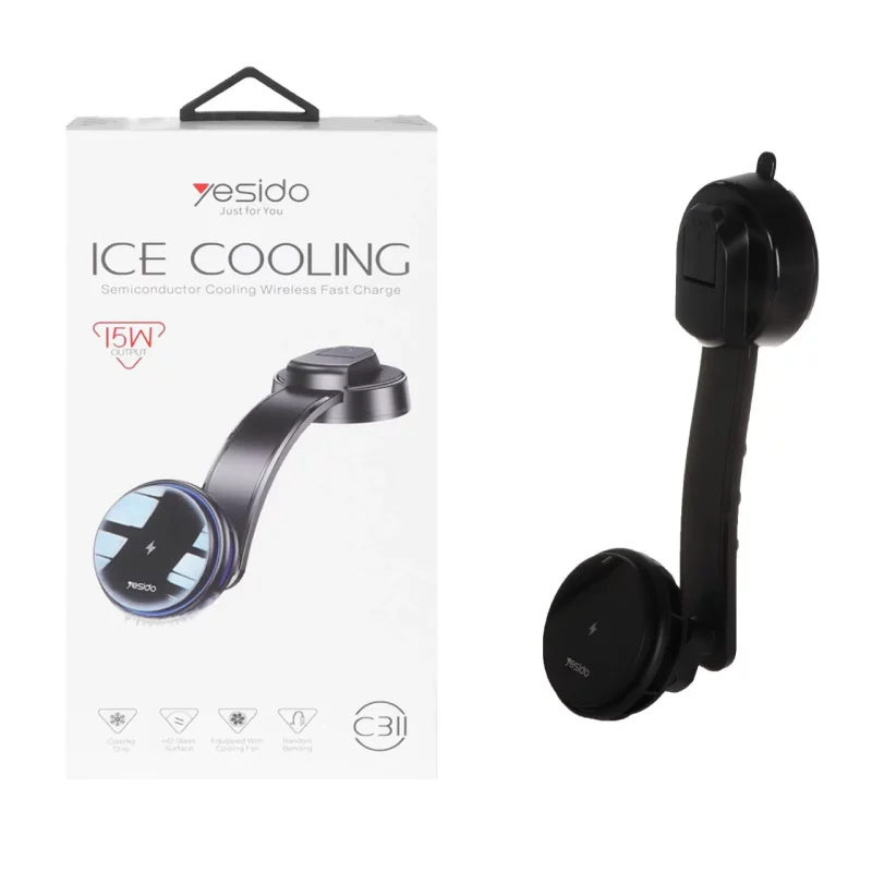 هولدر و شارژر وایرلس و خنک کننده گوشی موبایل Yesido مدل C311 - مشکی (گارانتی 18 ماه تعویض نیکان همراه) - تصویر 2