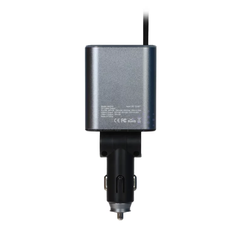 شارژر فندکی PD و فست سه پورت Nitu 120W مدل NDC42 به همراه کابل شارژ متصل Type-C - خاکستری (گارانتی 18 ماه تعویض نیکان همراه) - تصویر 4