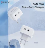شارژر دیواری سه پین PD و فست دو پورت 35 وات Yesido مدل YC38 - سفید (گارانتی 18 ماه تعویض نیکان همراه) مجهز به فناوری GAN - تصویر 4
