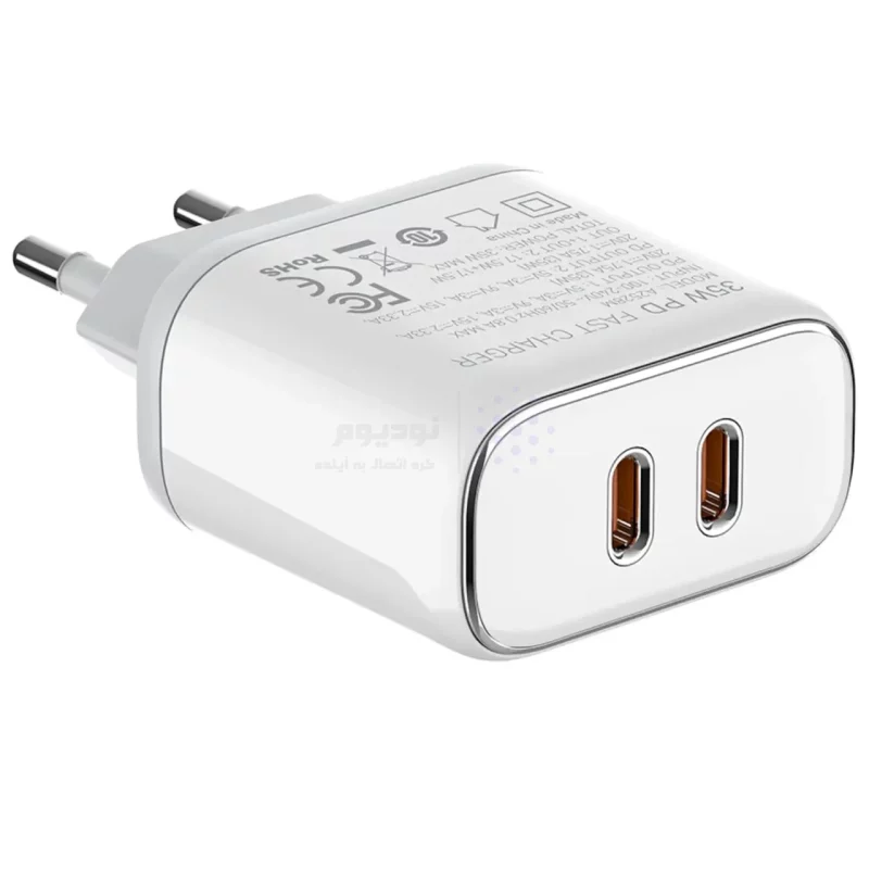 شارژر دیواری فست و PD دو پورت LDNIO مدل A2528M به همراه کابل شارژ Type-C To Lightning - سفید (گارانتی 6 ماهه تعویض نیکان همراه) - تصویر 3