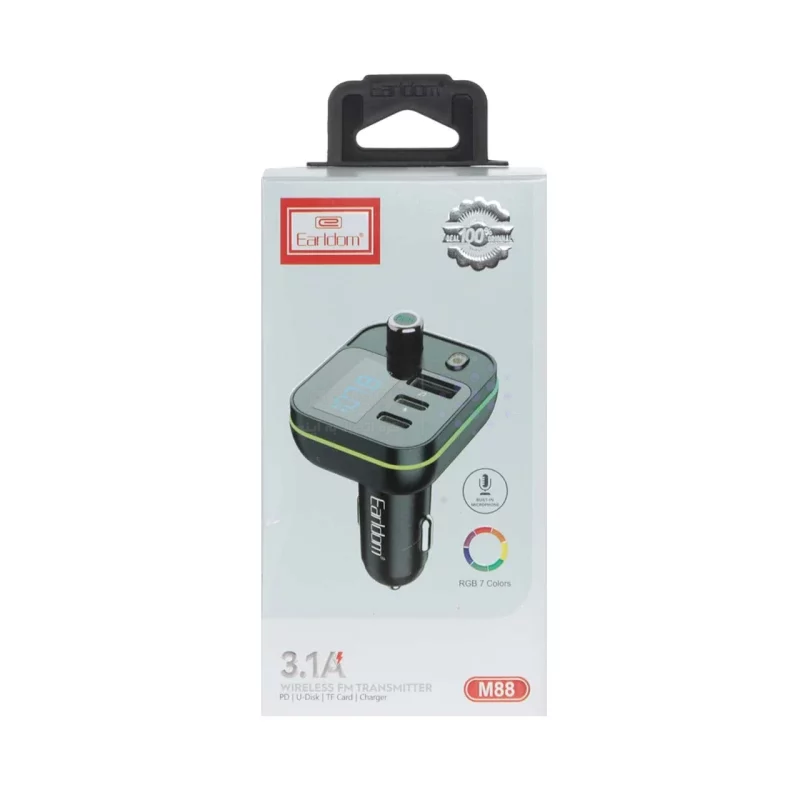 شارژر فندکی PD و فست سه پورت و گیرنده بلوتوثی Earldom FM مدل ET-M88 - مشکی - تصویر 10