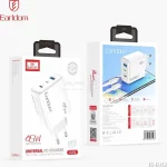 شارژر دیواری فست سه پورت Earldom مدل ES-EU52 - سفید - تصویر 4
