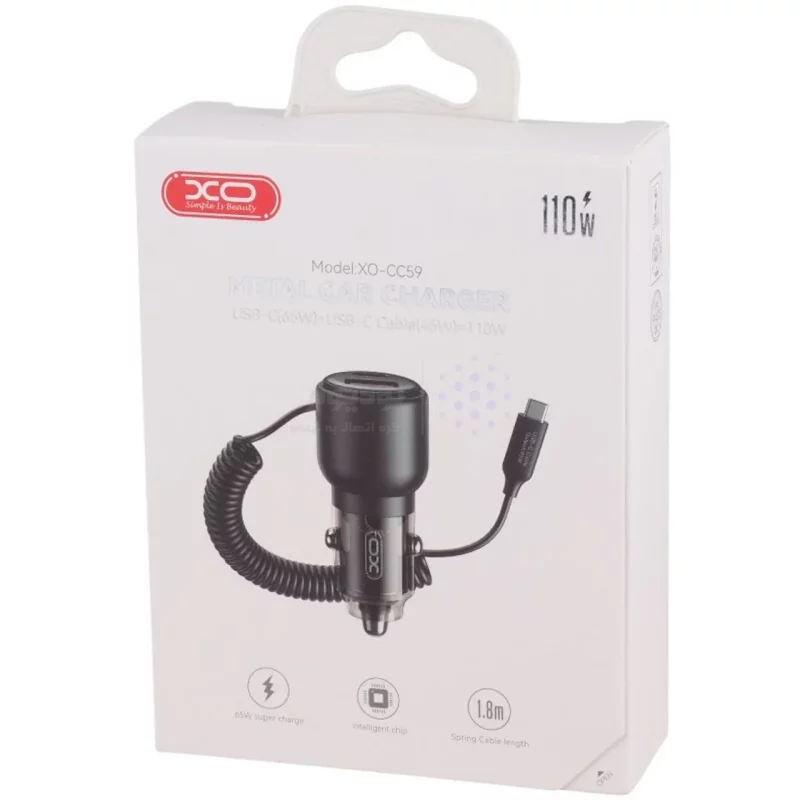شارژر فندکی PD و فست دو پورت XO مدل XO-CC59 110W به همراه کابل متصل Type-C - مشکی - تصویر 6