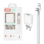 شارژر دیواری PD و فست دو پورت XO مدل XO-L64(EU) 20W به همراه کابل شارژ Type-C - سفید
