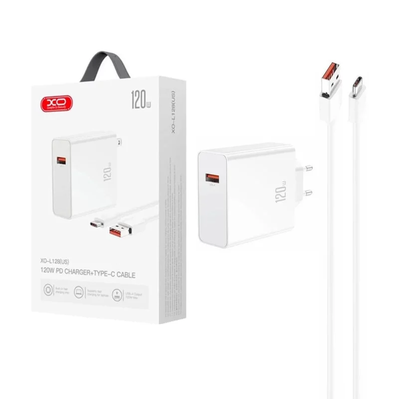 شارژر دیواری فست تک پورت XO مدل XO-L128(EU) به همراه کابل شارژ Type-C - سفید - تصویر 2