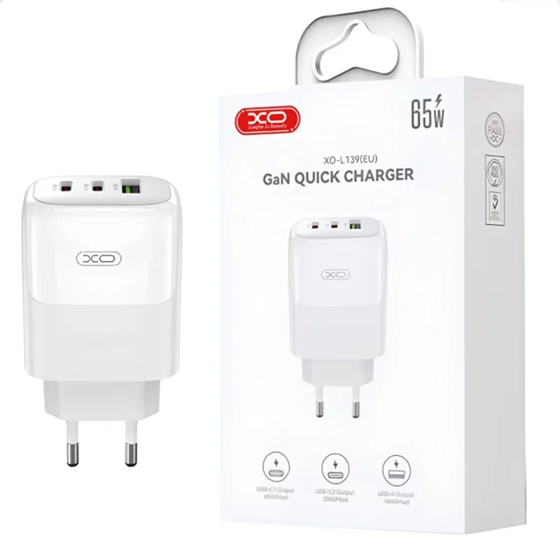 شارژر دیواری PD و فست سه پورت XO مدل XO-L139(EU) 65W - سفید - تصویر 2