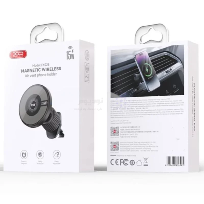 شارژر وایرلس و هولدر دریچه کولری گوشی موبایل XO مدل CX025 - مشکی - تصویر 7