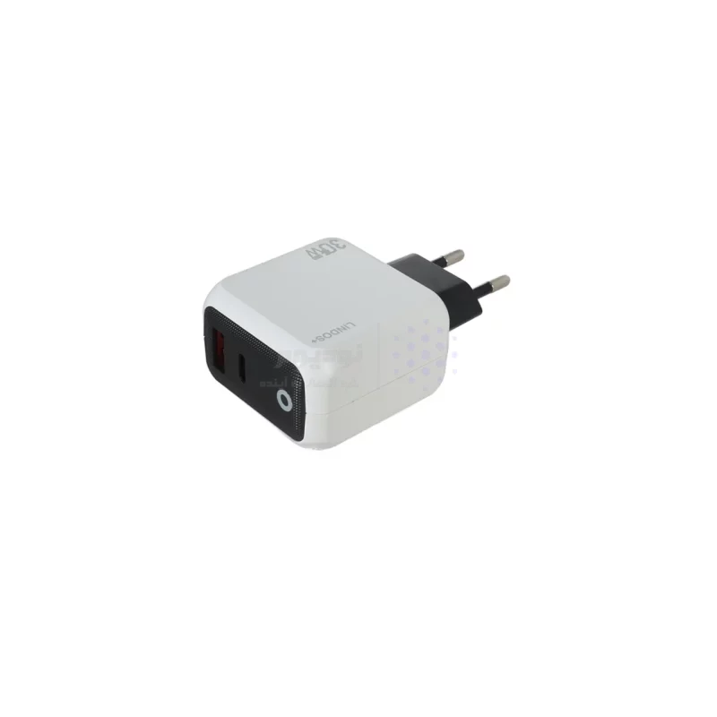 شارژر دیواری فست و PD دو پورت +Lindos مدل LN-CH30 30W به همراه کابل شارژ Type-C - سفید - تصویر 4