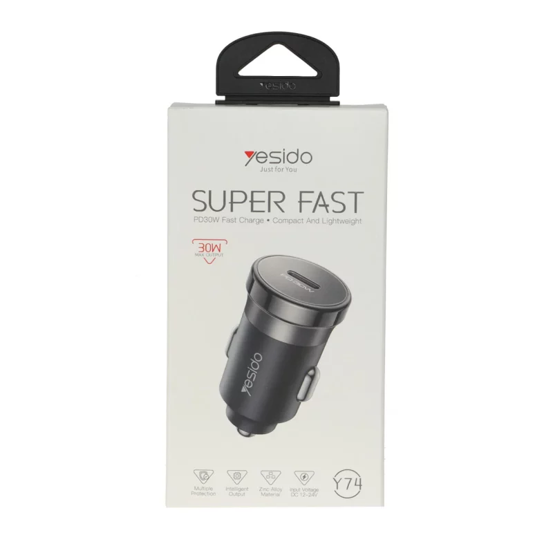شارژر فندکی PD و فست تک پورت Yesido مدل Y74 30W - مشکی (گارانتی 18 ماه تعویض نیکان همراه) - تصویر 2