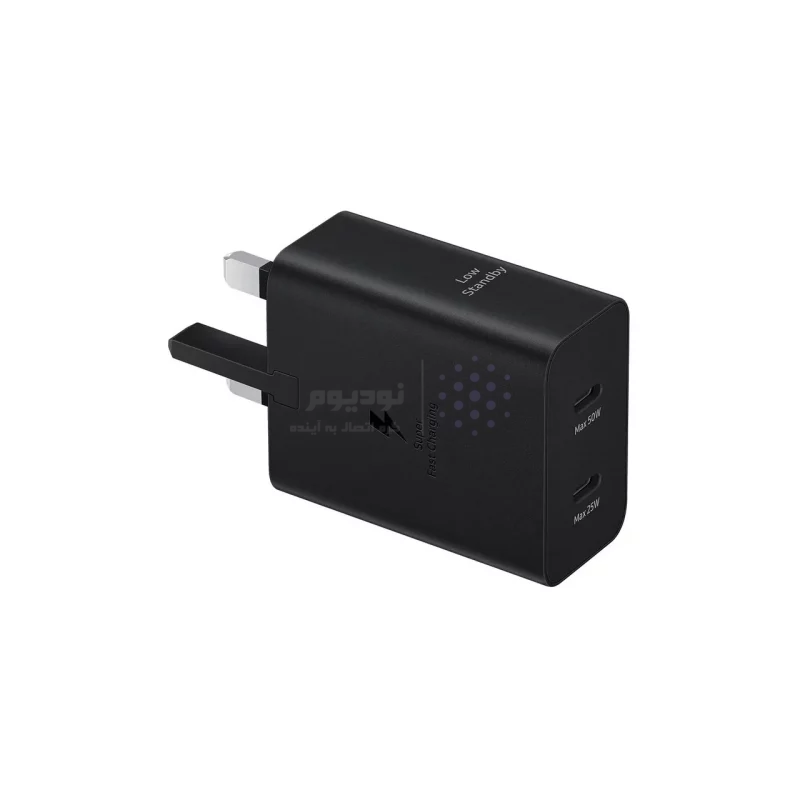 شارژر دیواری سه پین فست و PD تک پورت SAMSUNG Type-C مدل EP-T5020 50W به همراه کابل شارژ Type-C - مشکی - اصلی - Low Standby مجهز به فناوری GAN-NFC (گارانتی 12 ماهه DST) - تصویر 4