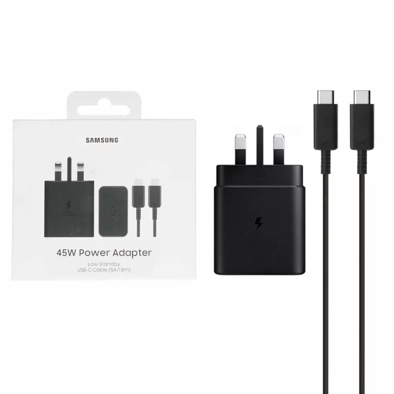 شارژر دیواری سه پین PD و فست Samsung مدل T4511 45W به همراه کابل شارژ Type-C To Type-C - اصلی - مشکی (گارانتی شش ماهه شرکتی) - تصویر 2