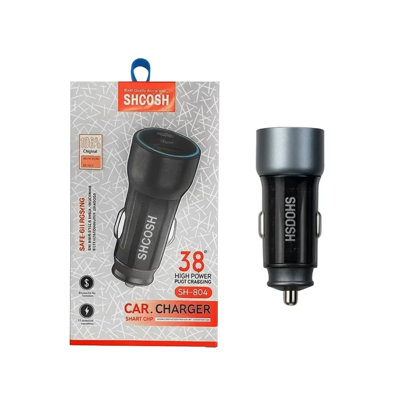 شارژر فندکی فست و PD دو پورت Shoosh مدل SH-804 38W - مشکی خاکستری - SMO - تصویر 2