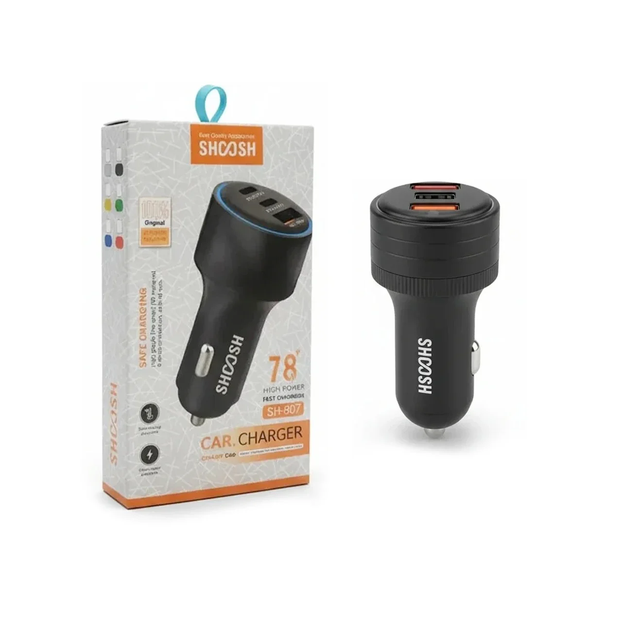 1585-1707580-1 شارژر فندکی فست و PD سه پورت Shoosh مدل SH-807 78W - مشکی - SMO - تصویر 1