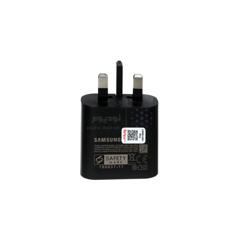 شارژر دیواری سه پین SAMSUNG 25W ـ TA800 ( فست و PD) مشکی ( پارتیان پایا) - درجه یک - تصویر 3
