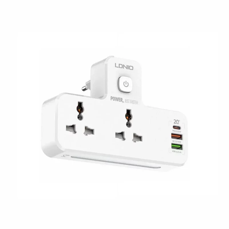 شارژر دیواری PD و چند راهی برق LDNIO مدل SC2311 20W - سفید - تصویر 2