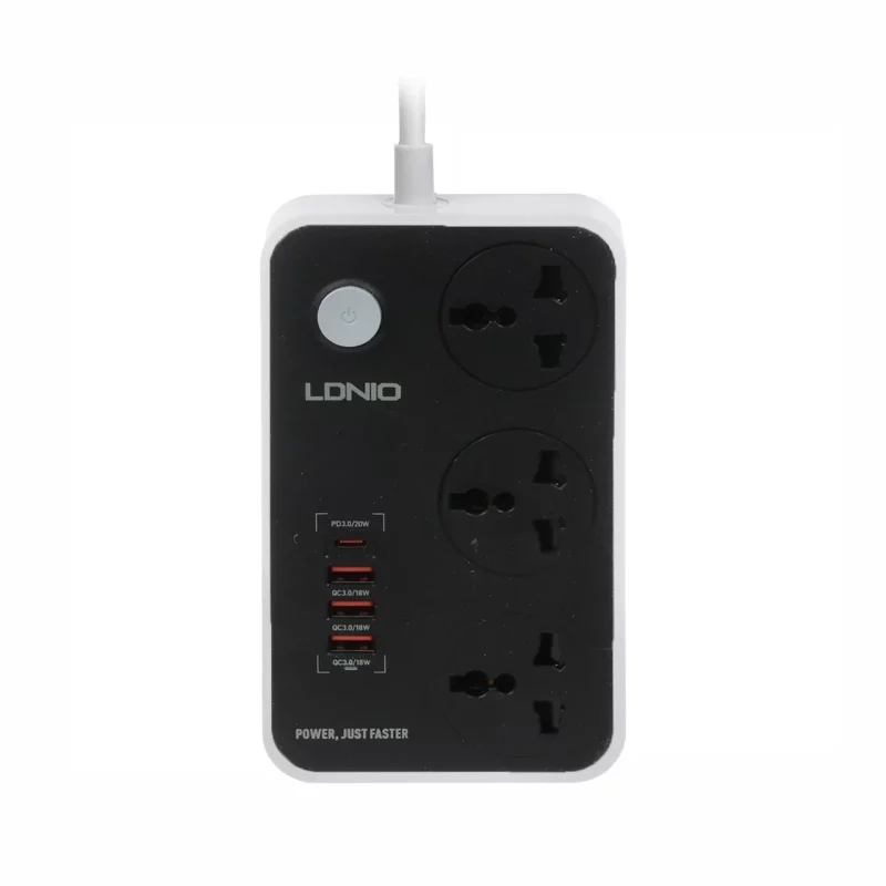 شارژر دیواری PD و چند راهی برق LDNIO مدل SC3412 20W - سفید خاکستری - اصلی (گارانتی 6 ماهه شرکتی) - تصویر 2