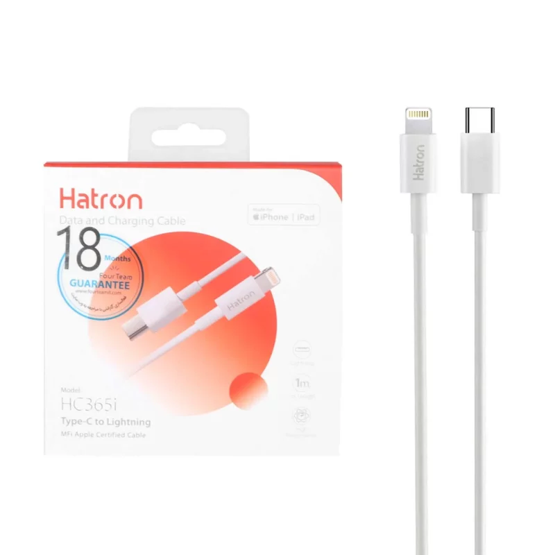کابل شارژ فست Hatron Type-C To Lightning مدل HC365i - سفید - تصویر 2