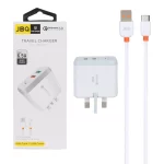 شارژر دیواری فست دو پورت JBQ مدل F-2USB 18W همراه با کابل Type-C - سفید (گارانتی یکساله رصاصی)
