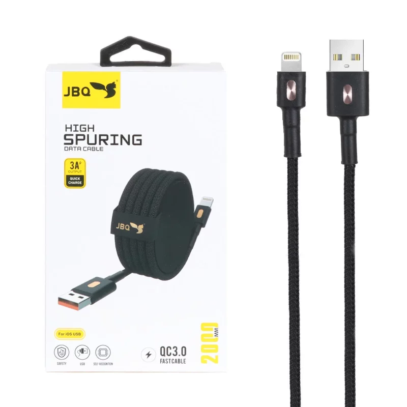 کابل شارژ 2 متری فست آیفون JBQ مدل USB-111 - مشکی (گارانتی یکساله رصاصی) - تصویر 2