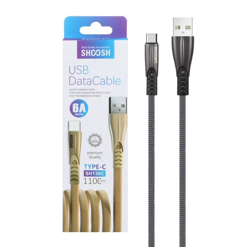 کابل شارژ 1.1 متری فست Shoosh Type-C مدل SH130C - خاکستری - SMO - تصویر 2