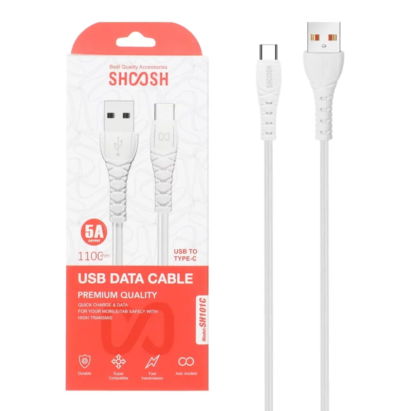کابل شارژ 1.1 متری فست Shoosh Type-C مدل SH101C - سفید - SMO - تصویر 2