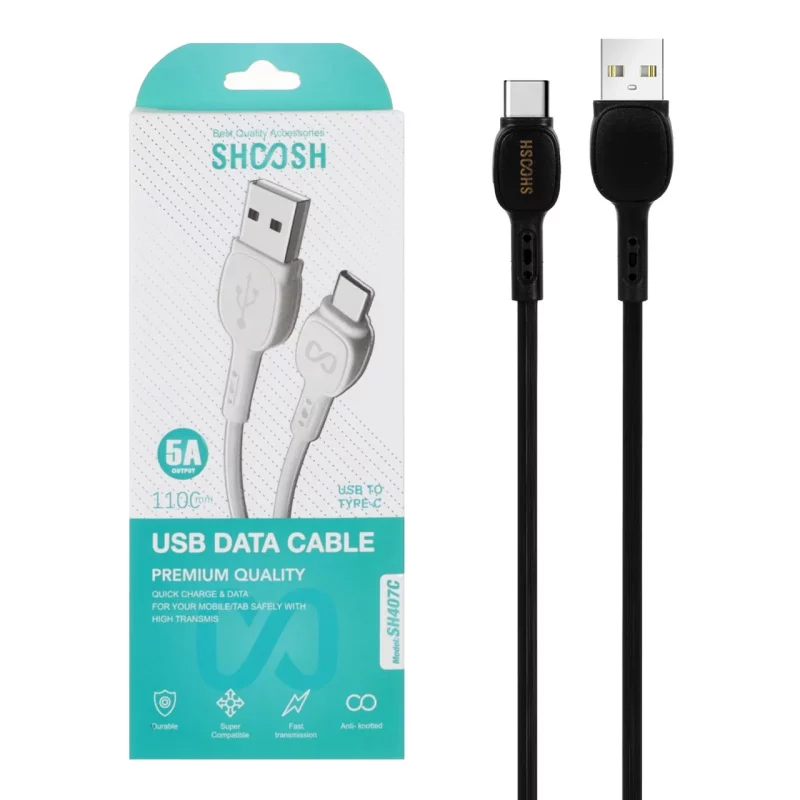 کابل شارژ 1.1 متری فست Shoosh Type-C مدل SH407C - مشکی - SMO - تصویر 2