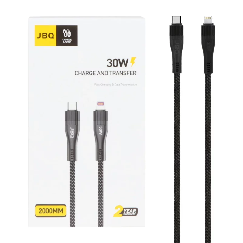 کابل شارژ 2 متری فست JBQ Type-C to Lightning مدل CA-1130 - مشکی (گارانتی یکساله رصاصی) - تصویر 2