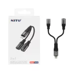 کابل تبدیل دو کاره NITU Lightning مدل NX024 - مشکی (گارانتی 18 ماه تعویض نیکان همراه)