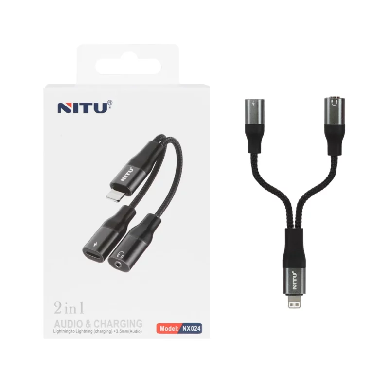 کابل تبدیل دو کاره NITU Lightning مدل NX024 - مشکی (گارانتی 18 ماه تعویض نیکان همراه) - تصویر 2