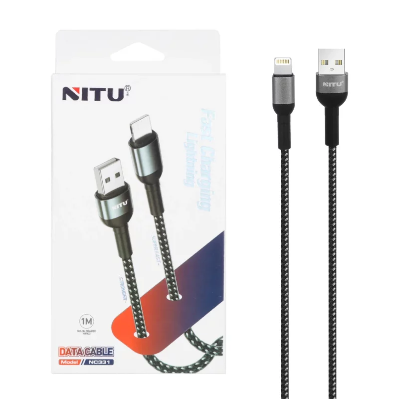 کابل شارژ و دیتا فست کنفی 1 متری آیفون Nitu مدل NC331 - مشکی (گارانتی 18 ماه تعویض نیکان همراه) - تصویر 2