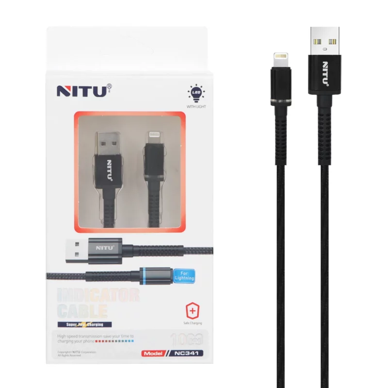 کابل شارژ آیفون NITU مدل NC341 - مشکی (گارانتی 18 ماه تعویض نیکان همراه) - تصویر 2