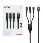 کابل شارژ و دیتا فست کنفی سه کاره Nitu مدل NC304 - سرمه ای (گارانتی 18 ماه تعویض نیکان همراه)