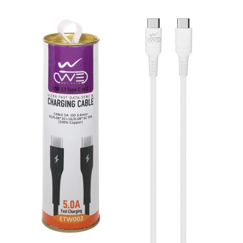 کابل شارژ فست We-net Plus Type-C To Type-C مدل ETW002 - سفید - تصویر 2