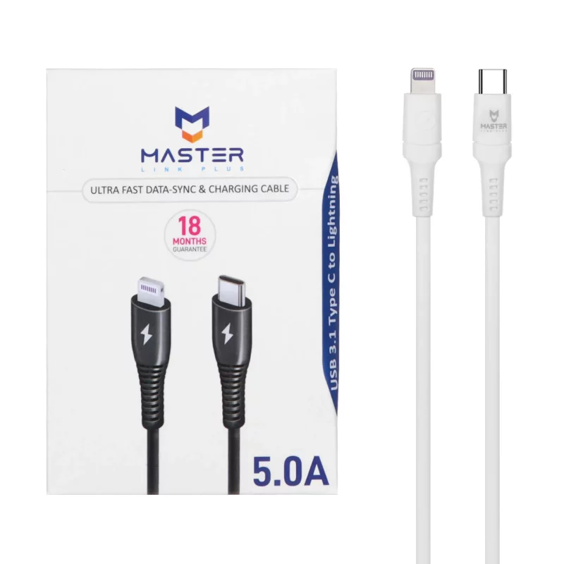 کابل شارژ فست MASTER Type-C to Lightning مدل ETM 001 - سفید - تصویر 2