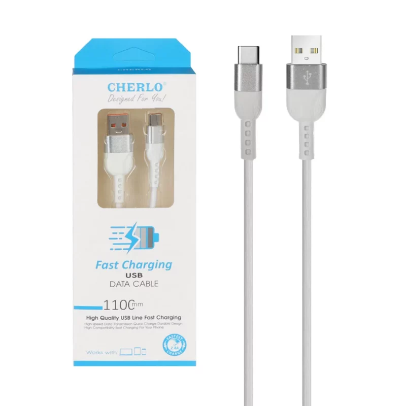 کابل شارژ 1.1 متری فست CHERLO Type-C مدل CH-TC06 - سفید - SMO - تصویر 2