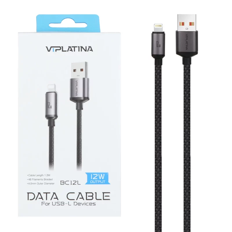 کابل شارژ فست آیفون VIPLATINA مدل BC12L 12W - مشکی (گارانتی 18 ماه تعویض نیکان همراه) - تصویر 2