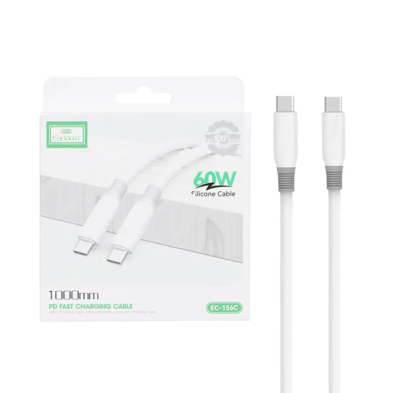 کابل شارژ PD و فست Earldom Type-C To Type-C مدل EC-156C 60W - سفید - تصویر 2