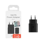 شارژر دیواری فست و PD تک پورت SAMSUNG مدل T1510 15W به همراه کابل شارژ Type-C To Type-C - مشکی (گارانتی پارتیان پایا) - درجه یک