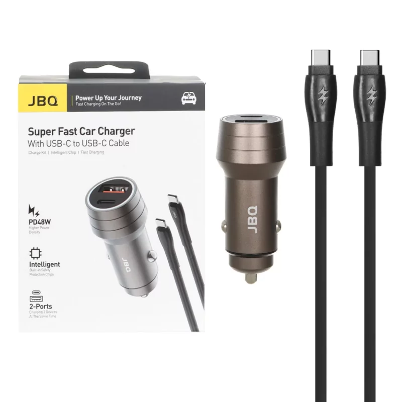 شارژر فندکی PD و فست دو پورت JBQ مدل C279634 48W به همراه کابل شارژ Type-C To Type-C - قهوه ای (گارانتی یکساله رصاصی) - تصویر 2