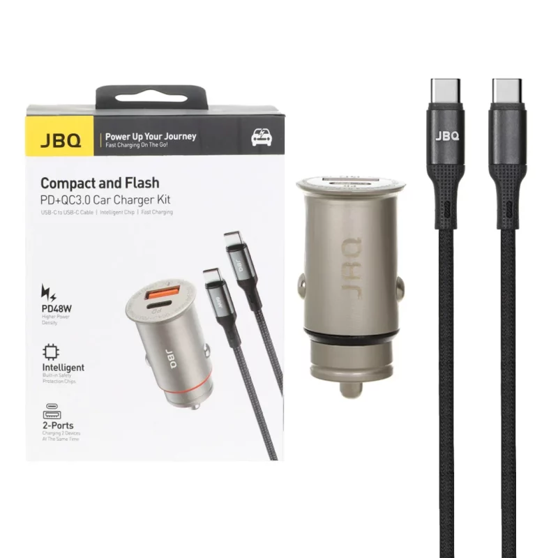 شارژر فندکی PD و فست دو پورت JBQ مدل C393094 48W به همراه کابل شارژ Type-C To Type-C - قهوه ای (گارانتی یکساله رصاصی) - تصویر 2
