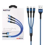 کابل شارژ و دیتا فست کنفی 1.2 متری سه کاره Nitu مدل NC501 - آبی (گارانتی 18 ماه تعویض نیکان همراه)