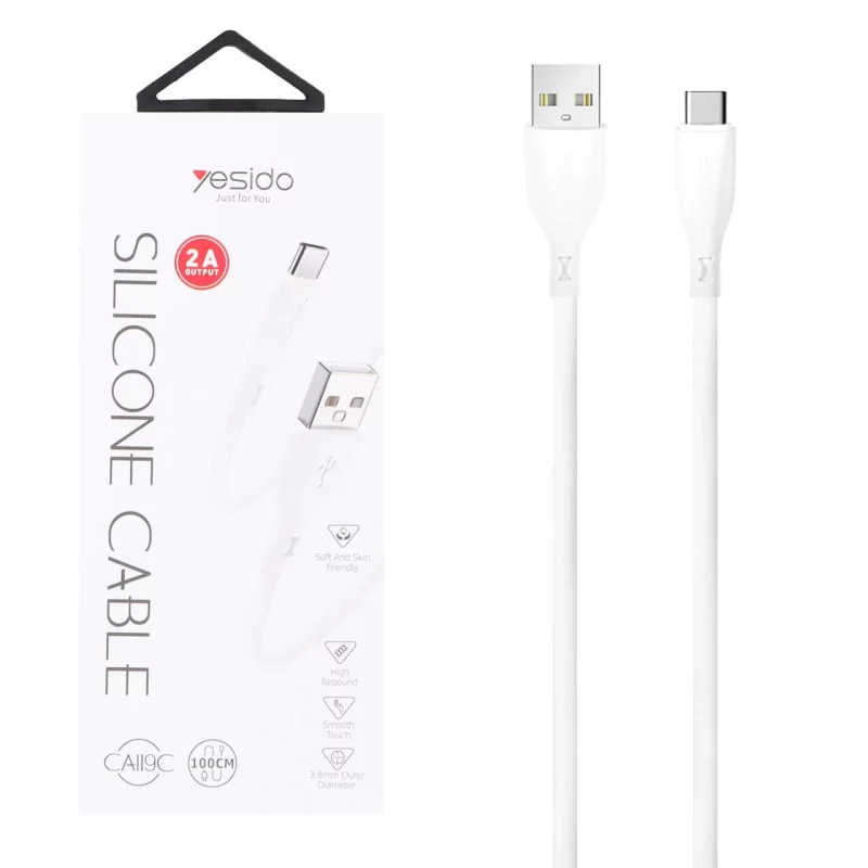 کابل شارژ و دیتا Yesido Type-C مدل CA119C - سفید (گارانتی 18 ماه تعویض نیکان همراه) - تصویر 2