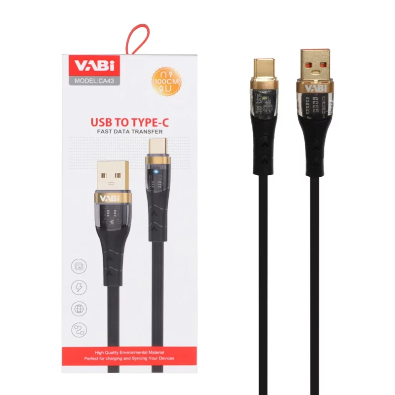 کابل شارژ فست VABI Type-C مدل CA43 - مشکی - تصویر 2