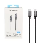 کابل شارژ فست 1.2 متری VIPLATINA Type-C To Type-C مدل BC99 240W - مشکی (گارانتی 18 ماه تعویض نیکان همراه)