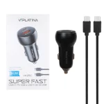 شارژر فندکی PD و فست دو پورت VIPLATINA مدل VK26C 50W به همراه کابل شارژ Type-C To Type-C - مشکی (گارانتی 18 ماه تعویض نیکان همراه)