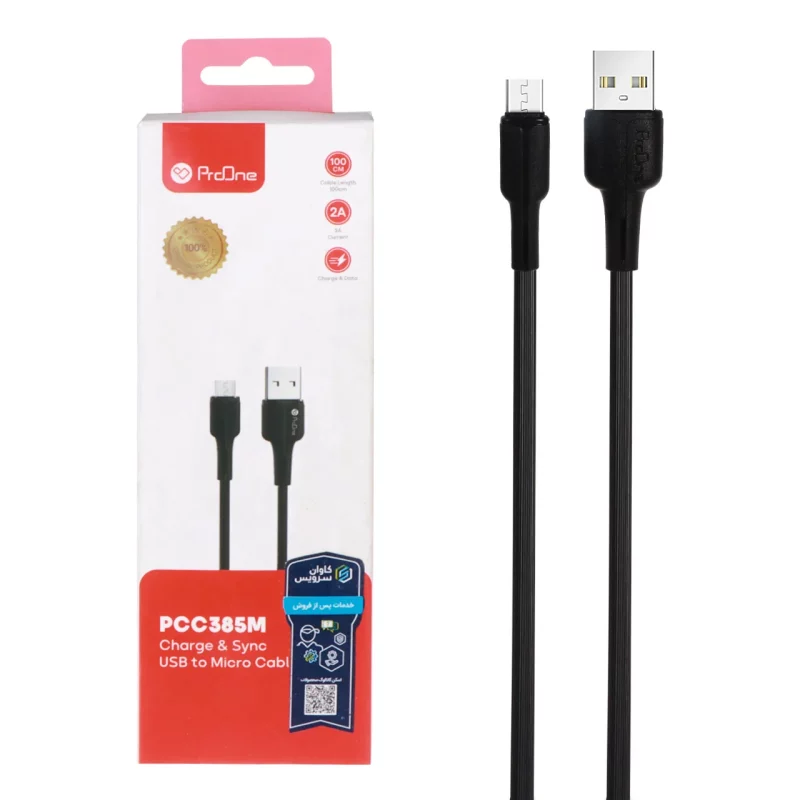 کابل شارژودیتا اندروید ProOne مدل PCC385M - مشکی - تصویر 2