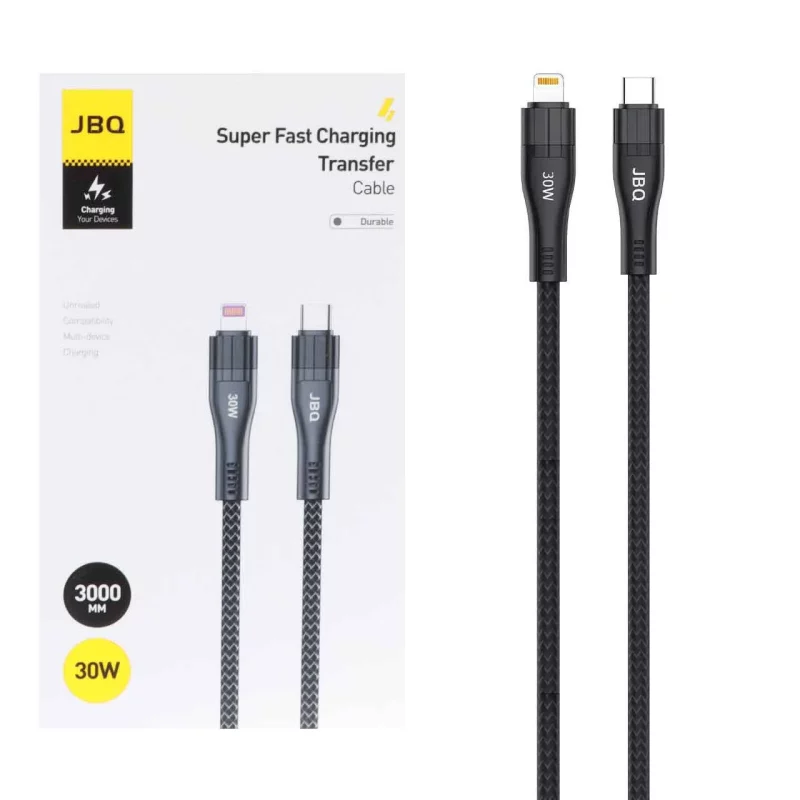 کابل شارژ 3 متری فست JBQ Type-C to Lightning مدل CA-3010CI 30W - مشکی (گارانتی یکساله رصاصی) - تصویر 2