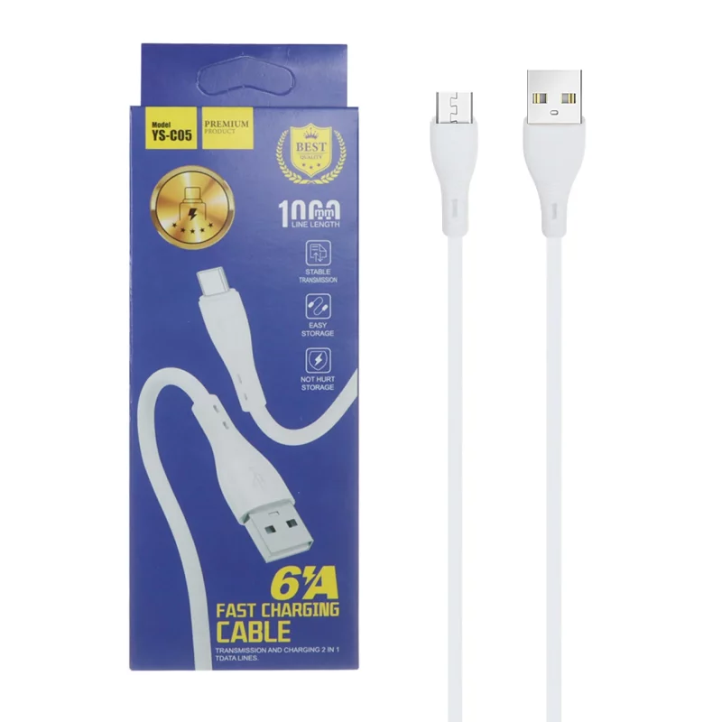 کابل شارژ فست Type-C مدل YS-C05 - سفید - BSA - تصویر 2
